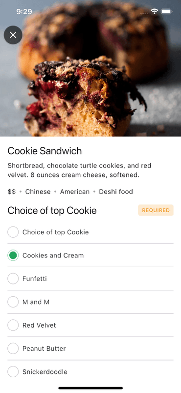 Food App Add to Order Page