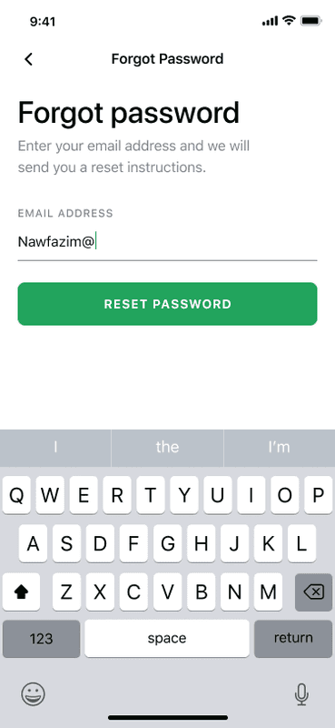 Food App Forgot Password Page