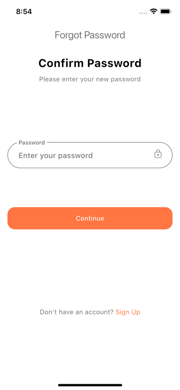 Flutter Confirm Password Page