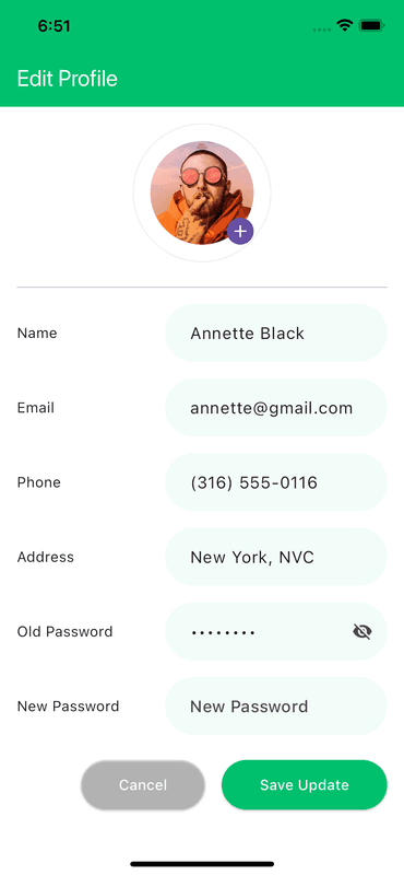 Flutter Edit Profile Screen