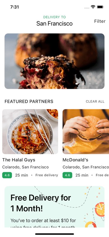 Flutter Home Page for Food App