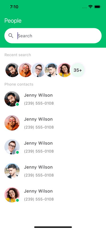Flutter Contact Search Screen