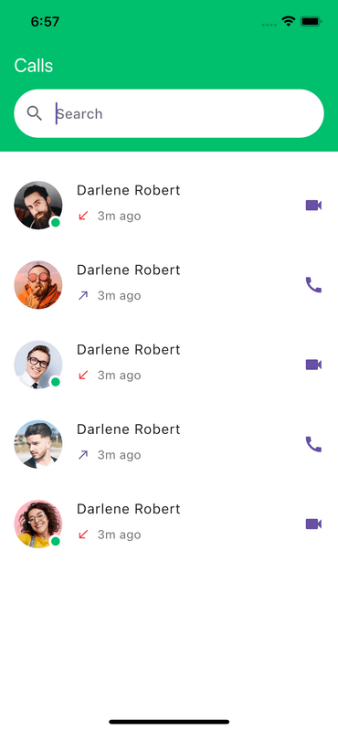 Flutter Calls Search Screen