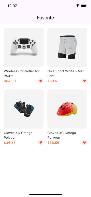 Product Favorite Screen